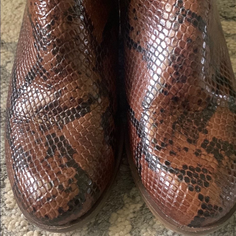 Clarks Brown Snakeskin Ankle Boots - Picture 2 of 6